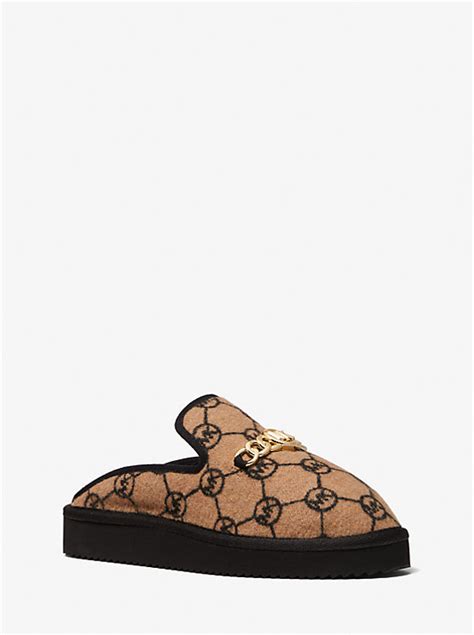 michael kors noa|Noa Embellished Logo Jacquard Slide .